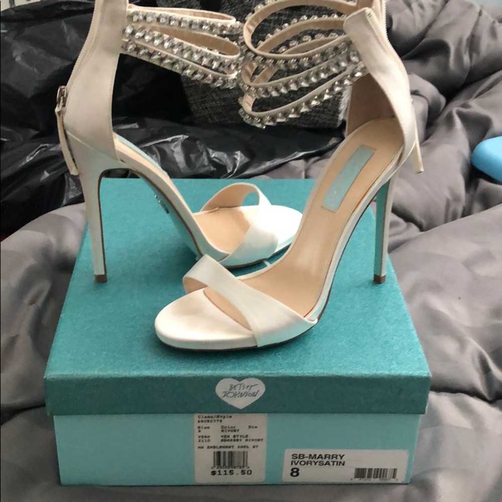 Ivory satin Betsy Johnson wedding heels